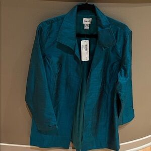 Nwt Chico's Elegant Silk emerald jacket.  Size Large